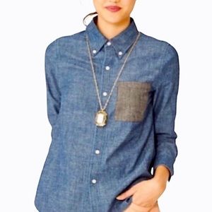 Kate Spade Saturday Chambray Shirt with Contrasting Pocket
